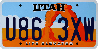 UT license plate U863XW