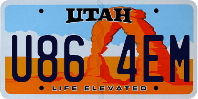 UT license plate U864EM