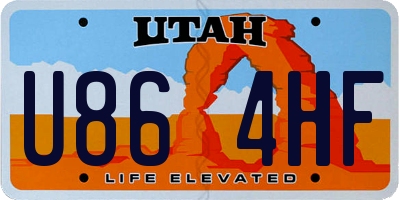 UT license plate U864HF