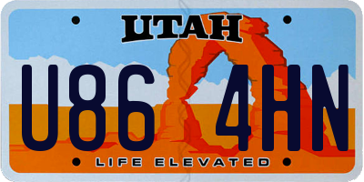 UT license plate U864HN