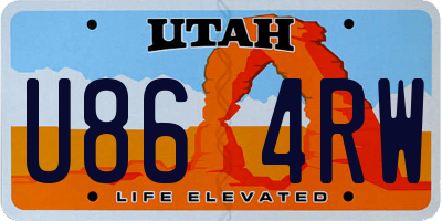 UT license plate U864RW
