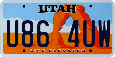 UT license plate U864UW
