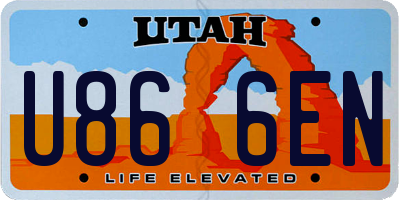 UT license plate U866EN