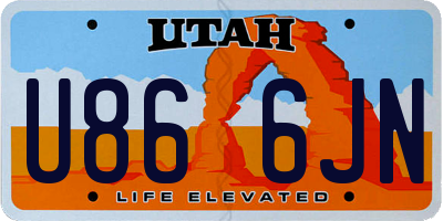 UT license plate U866JN
