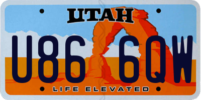 UT license plate U866QW