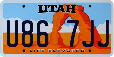UT license plate U867JJ