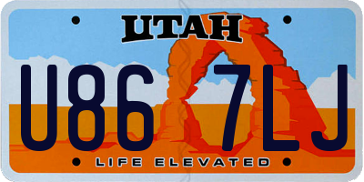 UT license plate U867LJ