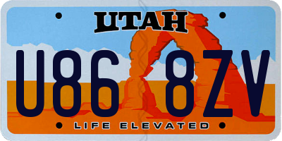 UT license plate U868ZV