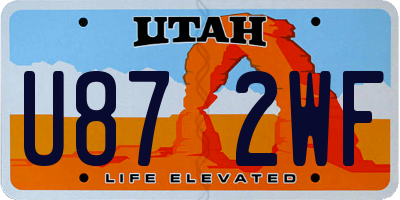 UT license plate U872WF