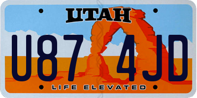 UT license plate U874JD
