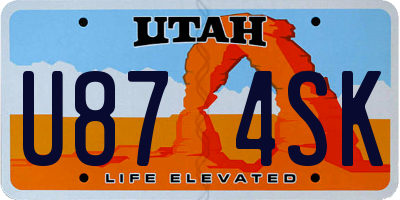 UT license plate U874SK