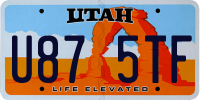 UT license plate U875TF