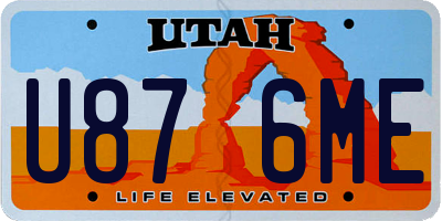 UT license plate U876ME