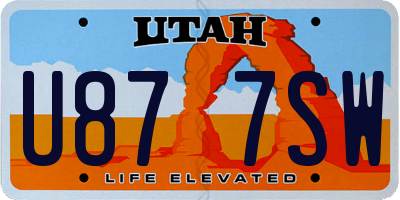 UT license plate U877SW