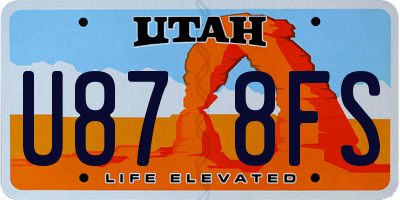 UT license plate U878FS