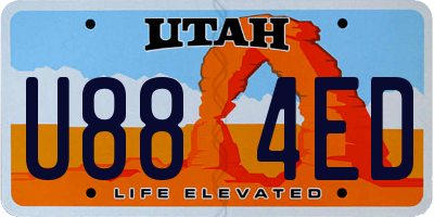 UT license plate U884ED