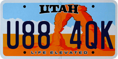 UT license plate U884QK