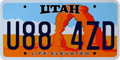 UT license plate U884ZD