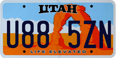 UT license plate U885ZN