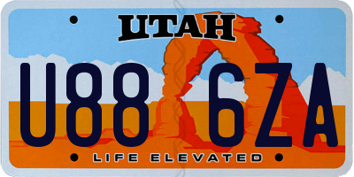 UT license plate U886ZA