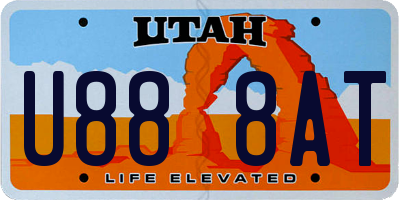 UT license plate U888AT