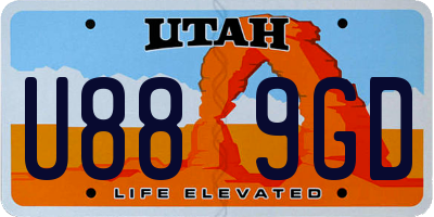 UT license plate U889GD