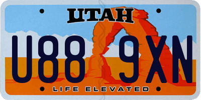 UT license plate U889XN
