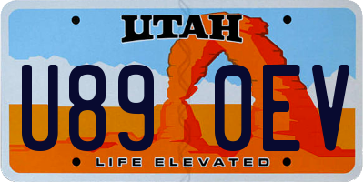 UT license plate U890EV
