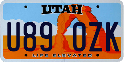 UT license plate U890ZK