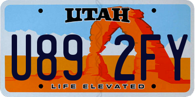 UT license plate U892FY