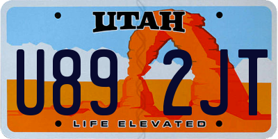 UT license plate U892JT