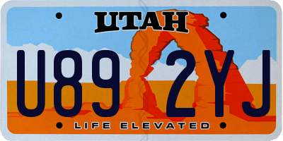 UT license plate U892YJ