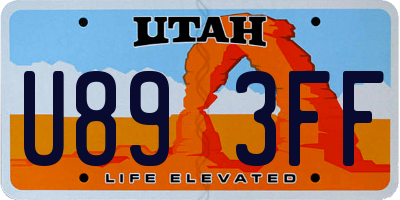 UT license plate U893FF