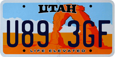 UT license plate U893GF