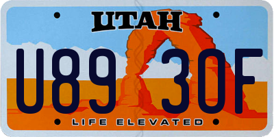 UT license plate U893OF