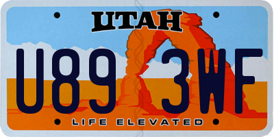 UT license plate U893WF