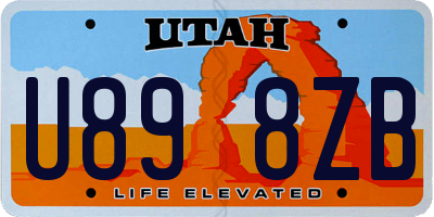 UT license plate U898ZB