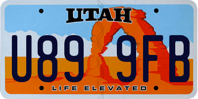 UT license plate U899FB