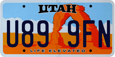 UT license plate U899FN