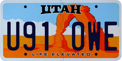 UT license plate U910WE