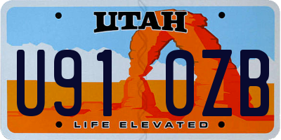 UT license plate U910ZB
