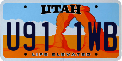 UT license plate U911WB