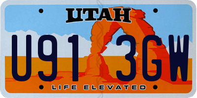 UT license plate U913GW