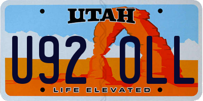 UT license plate U920LL
