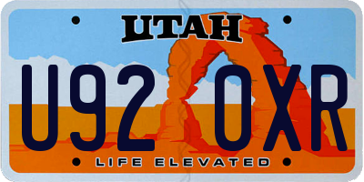 UT license plate U920XR