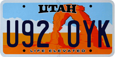 UT license plate U920YK