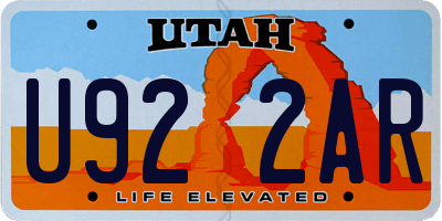 UT license plate U922AR
