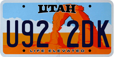 UT license plate U922DK