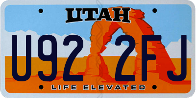UT license plate U922FJ