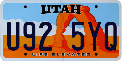 UT license plate U925YQ